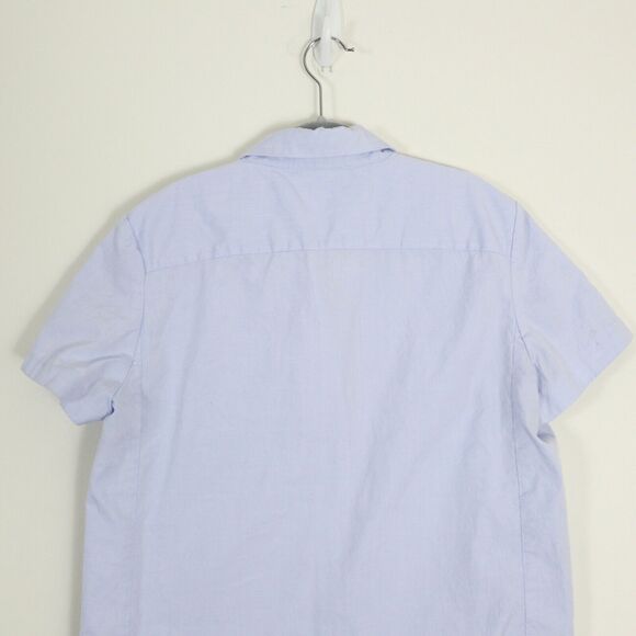 Victoria Beckham Size 4 Short Sleeve Button Down Shirt Light Blue Twill Pocket - Picture 10 of 12
